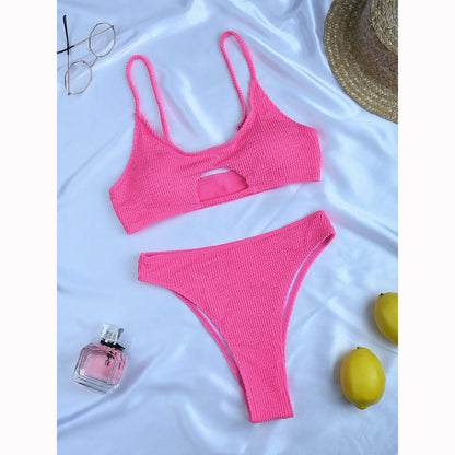 High Waist Split Bikini Set - European & American Style Ladies Swimwear