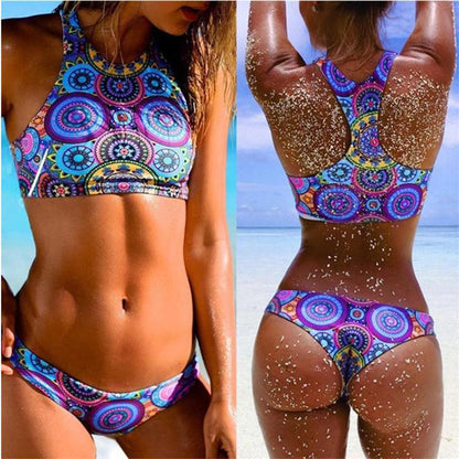 Chic Low Waist Triangle Bikini Set with High Neck - Brazilian Beachwear