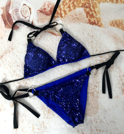 2024 Sexy Sequin Bikini Suit with Bra Strap - Trendsetting Swimwear